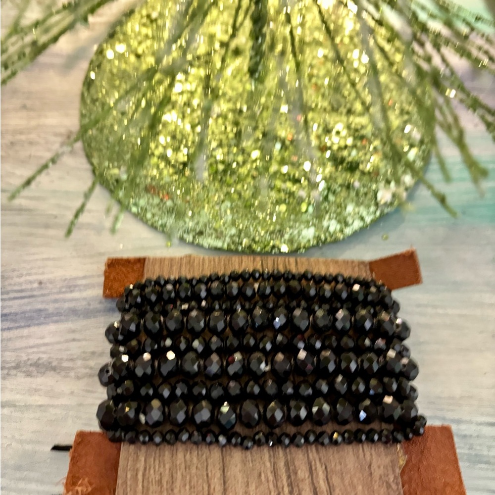LV Upcycled Black Beaded Stack Bracelet with Pendant - Picture 2 of 2